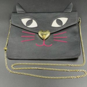 ⬇️ Betsy Johnson Black Cat Clutch Crossbody Bag